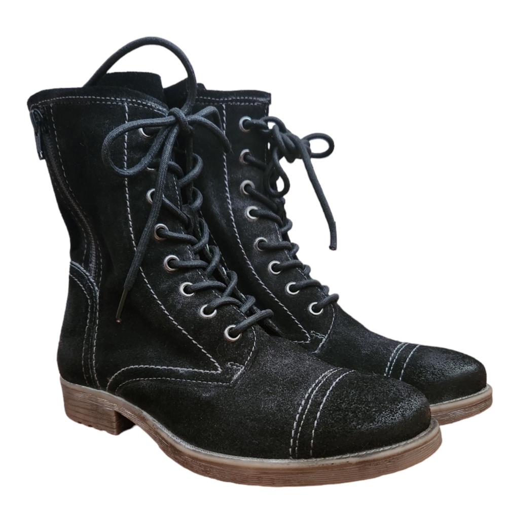 Roan Size 7.5 Leather Black Zipper Women's Combat Boots